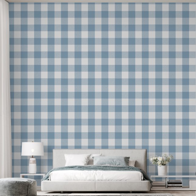 Trendy 6" Light Blue Buffalo Karo Tapete (Schlafzimmer)