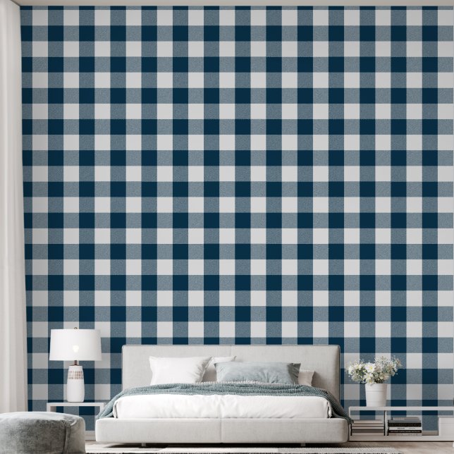Trendy 6" Navy Blue Buffalo Karo Tapete (Schlafzimmer)