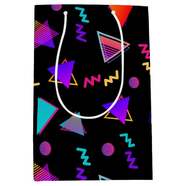 Trendy 80er Black Mittlere Geschenktüte (Vorderseite)