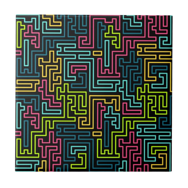 Trendy 80er Black Pattern Fliese (Vorderseite)