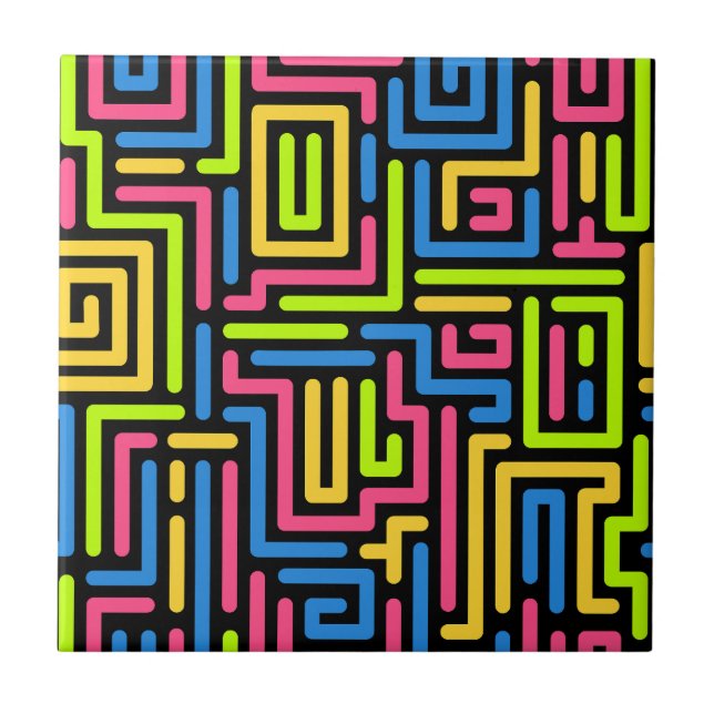 Trendy 80er Colorful Pattern Fliese (Vorderseite)
