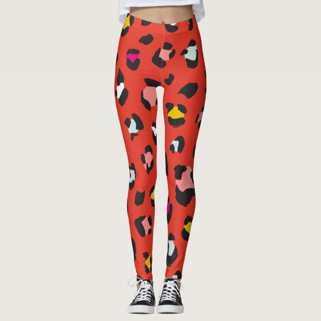 Trendy 80er Leopard Pattern Leggings (Vorderseite)