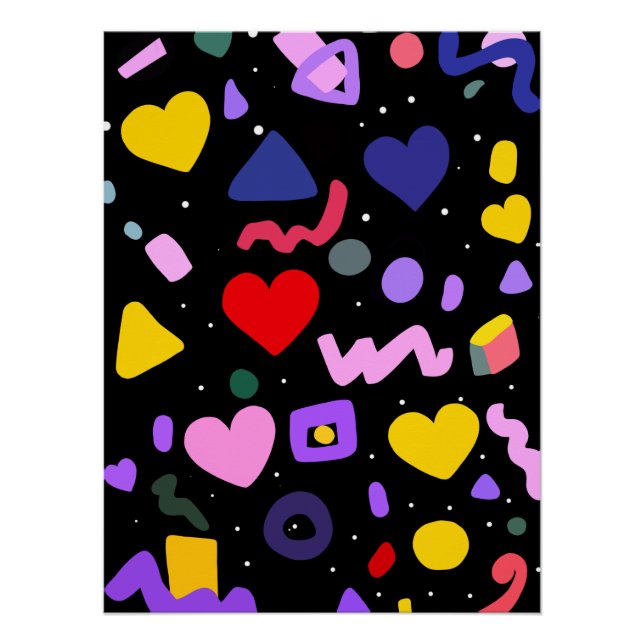 Trendy 80er Pattern Blue Ink Pen Poster (Vorderseite)