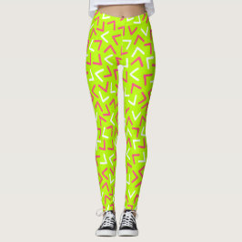 Trendy 80er Pattern Green Leggings