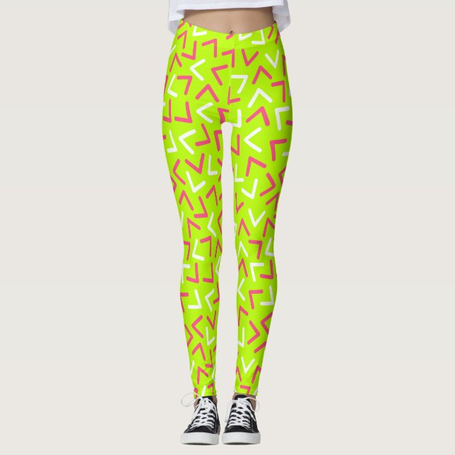 Trendy 80er Pattern Green Leggings (Vorderseite)