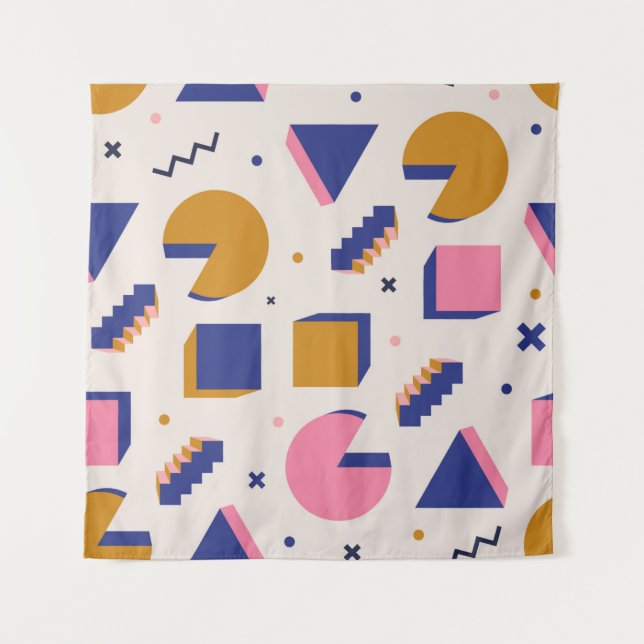 Trendy 90er Memphis geometrisches nahtloses Muster Wandteppich (Vorderseite)