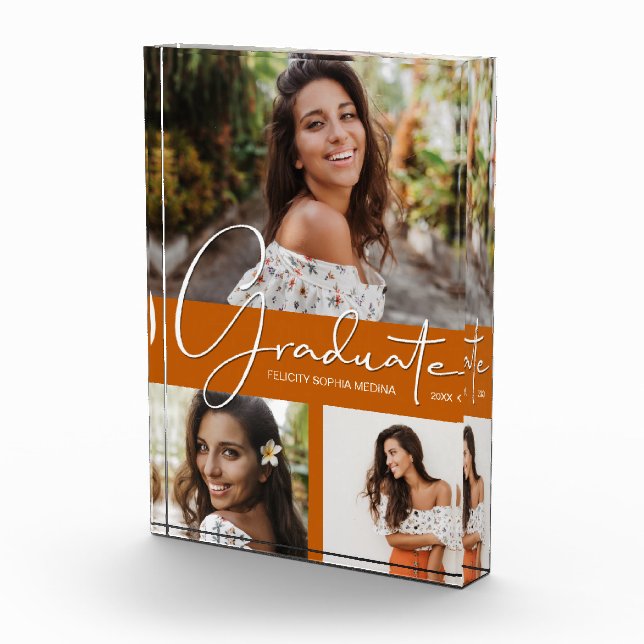 Trendy Abschluss Collage on Burnt Orange Fotoblock (Rechts)