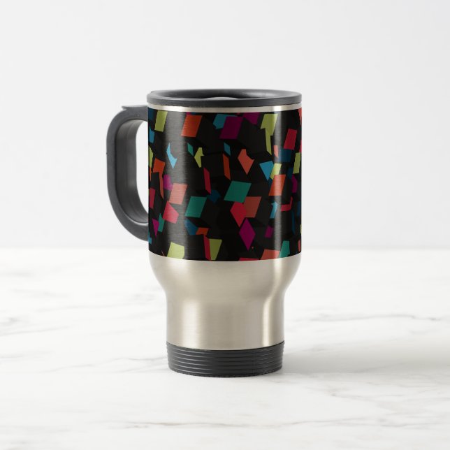 Trendy Abstract Geometric Cube Pattern Reisebecher (Vorderseite Links)