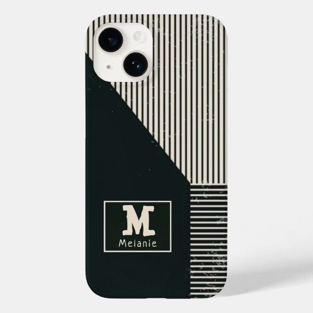 Trendy abstract minimalist artistic lines Monogram Case-Mate iPhone 14 Hülle (Rückseite)
