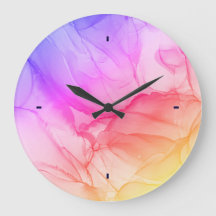 Trendy Abstract Pink Orange and Purple Ink Art