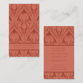 Trendy Abstract Retro Vintage Floral Terracotta   Visitenkarte