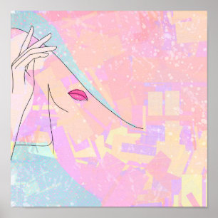 Trendy Abstrakt Art Female Face Handline Zeichnend Poster