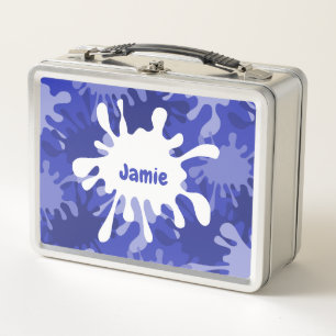 Trendy Abstrakt Blue Painting Spritzer Metall Brotdose