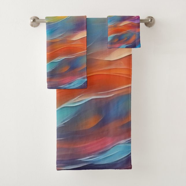 Trendy Abstrakt Bright Blue Gelb Pattern Badhandtuch Set (Insitu)