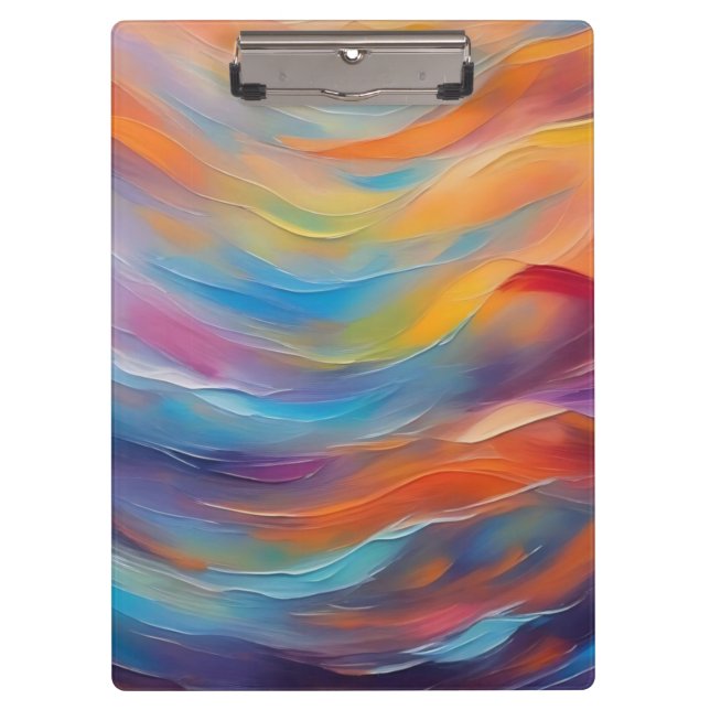 Trendy Abstrakt Bright Blue Gelb Pattern Klemmbrett (Vorderseite)