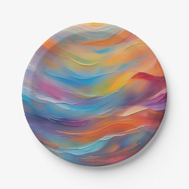 Trendy Abstrakt Bright Blue Gelb Pattern Pappteller (Vorderseite)