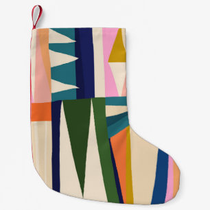 Trendy Abstrakt: Farbenfrohe Handzeichnung. Kleiner Weihnachtsstrumpf
