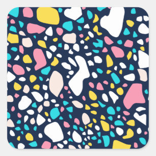 Trendy Abstrakt Geometric Stone Terrazzo Quadratischer Aufkleber
