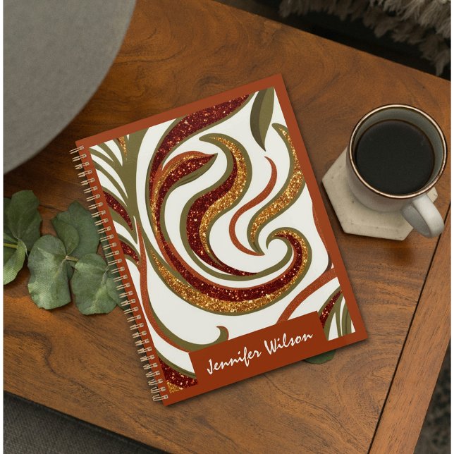 Trendy abstrakt Glitzer Terracotta Green Skript Planer (Trendy abstract glitter terracotta green script planner)