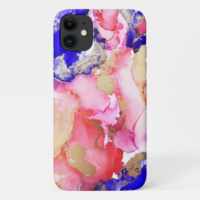 Trendy Abstrakt Liquid Wirbel Lila Pink Gold Case-Mate iPhone Hülle (Rückseite)