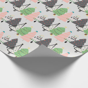 Trendy Abstrakt Modern Christmas Trees Pattern Geschenkpapier