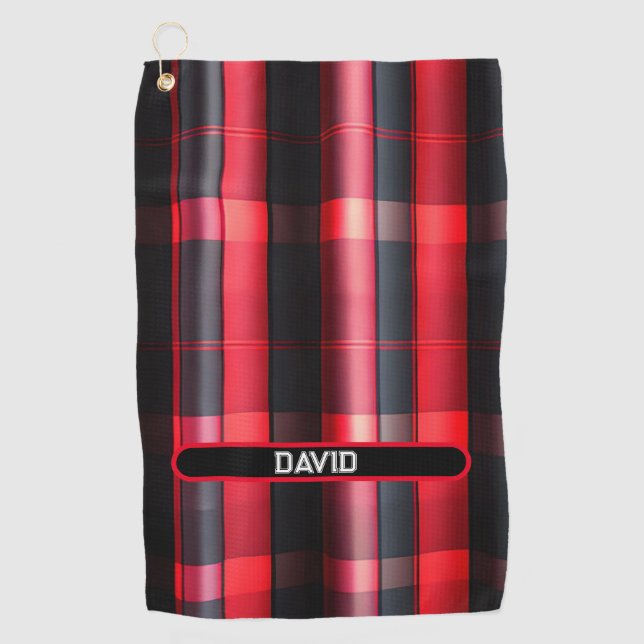 Trendy Abstrakt Red Black Kariert Collection Golfhandtuch (Vorderseite)