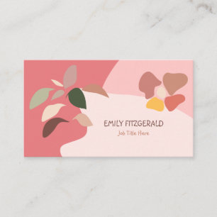 Trendy Abstrakt Shape Leaf Pink Beige Girly Visitenkarte