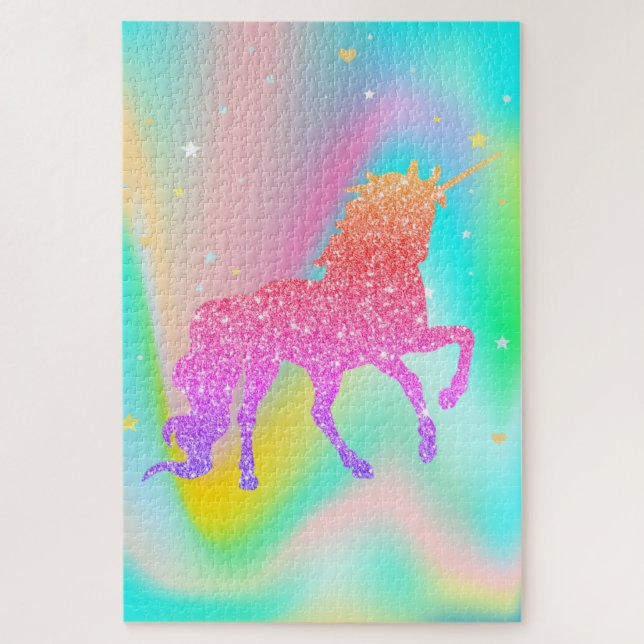 Trendy Abstrakte Stars Glitzer Unicorn (Vertikal)