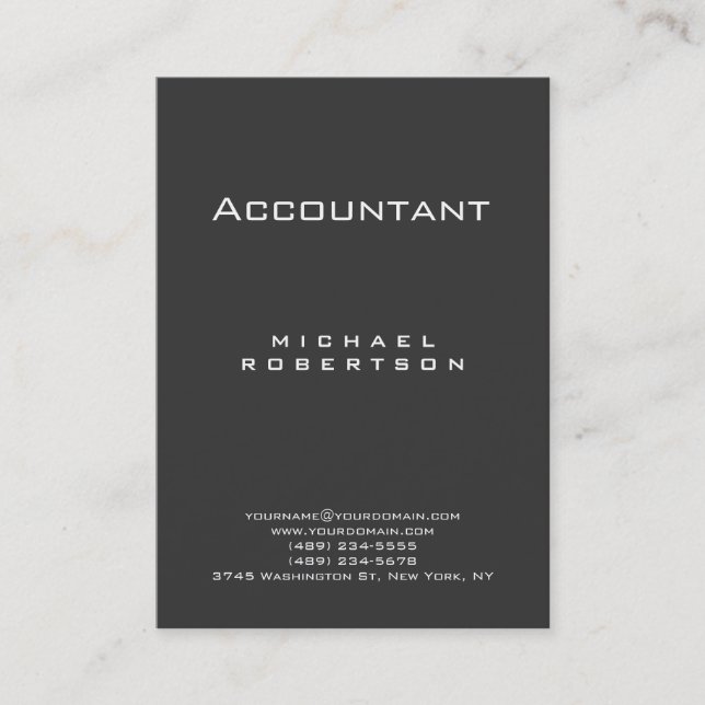 Trendy Accountant Gray Chubby Business Card Visitenkarte (Vorderseite)
