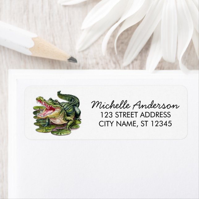Trendy Alligator-Crocodile Animal Return Address   (Insitu)