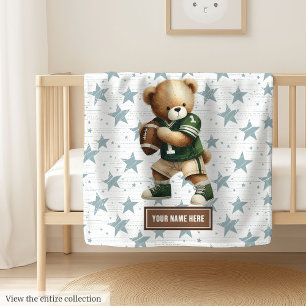 Trendy American Football Teddy Bear Personalisiert Fleecedecke