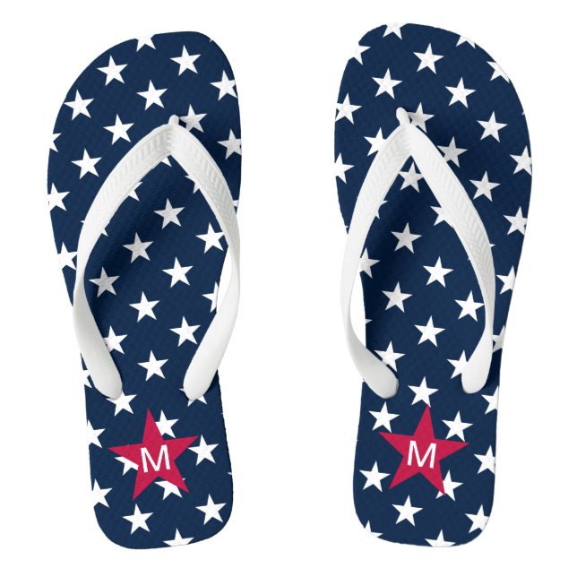 Trendy American Mit Monogramm Navy Stars Flip Flop (Fußbett)
