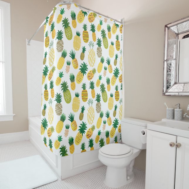 Trendy-Ananas-Muster Duschvorhang (Beispiel)