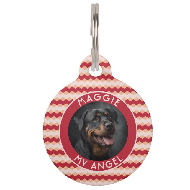 Trendy Animal Lover Gift Chevron Pattern Haustiermarke (Vorderseite)