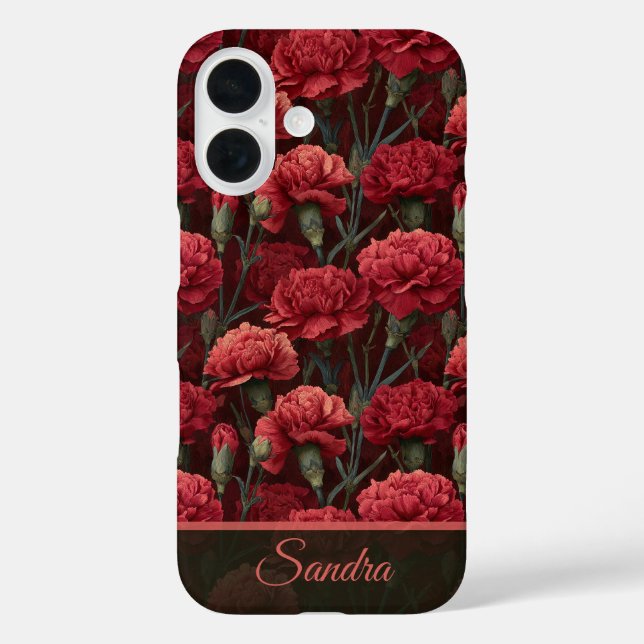 Trendy Anniversary Keepsake Carnation Floral iPhone 16 Hülle (Rückseite)