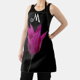Trendy anpassbare M Monogramm lila TulpenBlume Schürze