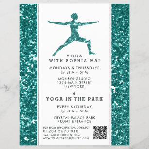 Trendy Aqua Glitzer Effect Yoga Class Werbung Flyer