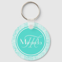 Trendy Aqua Mint Crackle Muster mit Monogramm