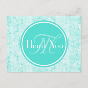 Trendy Aqua Mint danke Ihnen mit Monogram Postkarte