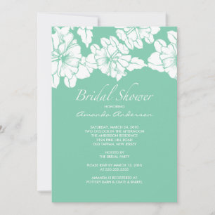 Trendy Aqua & White Floral Brautparty Einladung