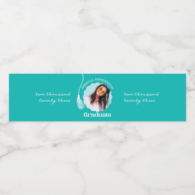Trendy Aquamarin Abschluss Foto (Einzelnes Label)