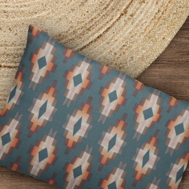 Trendy Aquamarin Blue Orange Dark Brown Gray Triba Kissenbezug (Von Creator hochgeladen)