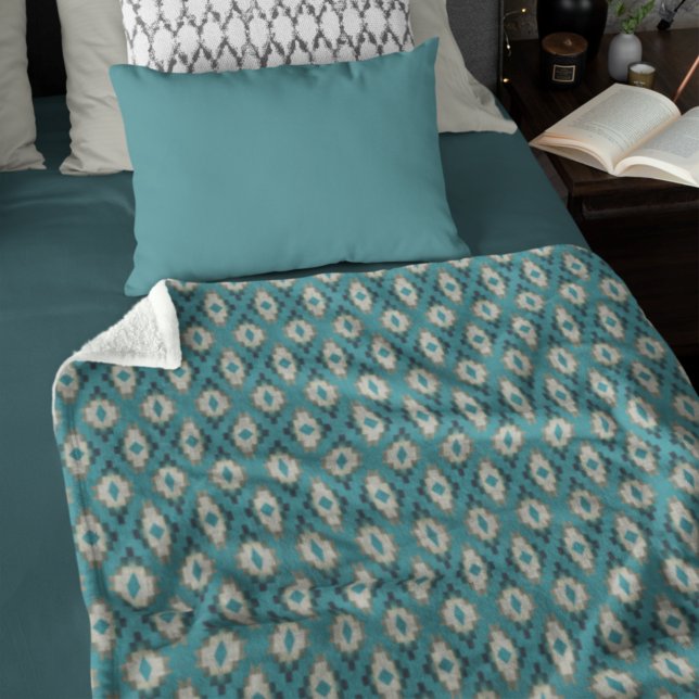 Trendy Aquamarin Blue Taupe Brown Beige Gran Café  Fleecedecke (Von Creator hochgeladen)