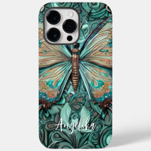 Trendy Aquamarin Butterfly Personalisierter Name Case-Mate iPhone 14 Pro Max Hülle