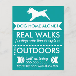 Trendy Aquamarin Dog Silhouette Dog Walker Flyer