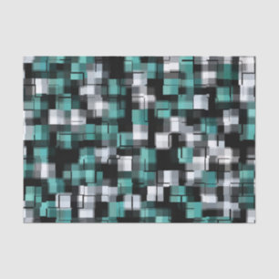 Trendy Aquamarin Green Blue Schwarz-weiß Abstrakt  Seidenpapier