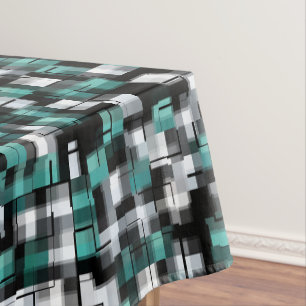Trendy Aquamarin Green Blue Schwarz-weiß Abstrakt Tischdecke