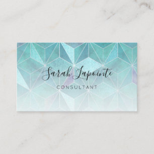 Trendy Aquamarin Marble Gemstone Geometric Design Visitenkarte