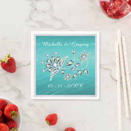 Trendy Aquamarin mit Kristall Silver Jewel Wedding Serviette