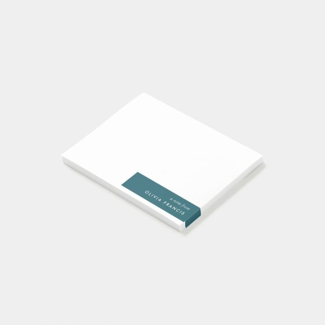Trendy Aquamarin Modern Minimalistisch stilvoll Post-it Klebezettel (angewinkelt)